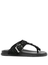 Casadei Textured T-bar Slides In Black