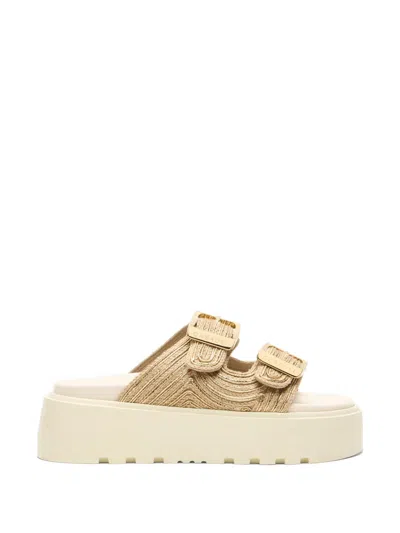 Casadei Thaiti Birki Buckle Slides In Gold