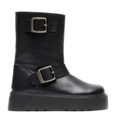 Casadei Thick Sole Short Boot In Black