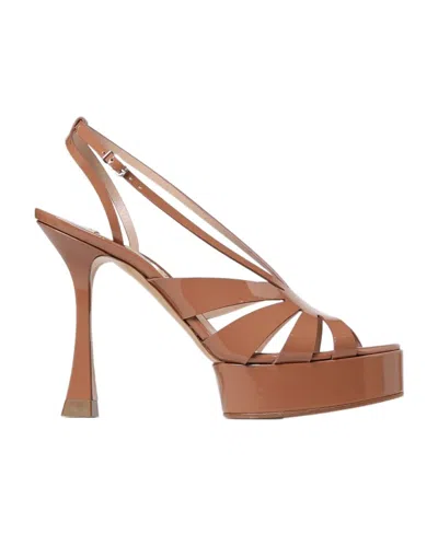 Casadei Tiffany 100mm Patent-finish Sandals In Brown