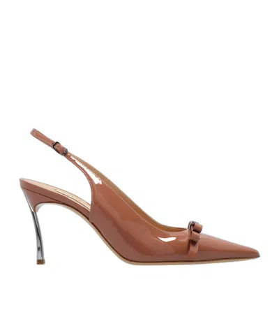 Casadei Tiffany 95mm Leather Pumps In Brown