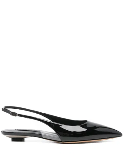 Casadei 'miniblade Tiffany' Black Slingback Ballet Shoes In Patent Leather Woman