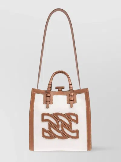 CASADEI TOTE BAG CANVAS AND LEATHER