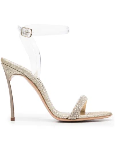 Casadei Transparent High Heel Sandals With Glitter Finish In Multi