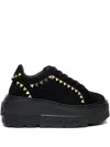 Casadei Triangular-stud Platform Sneakers In Black