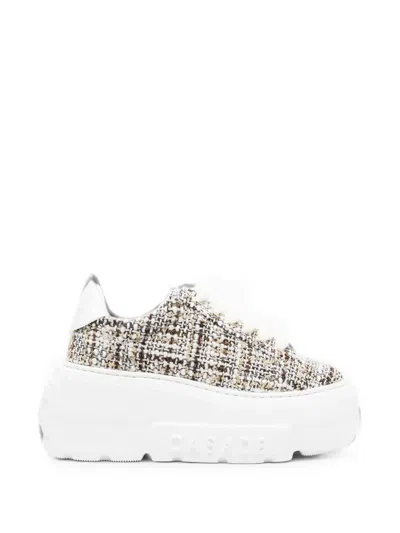 Casadei Tweed Platform Sneakers In Multi