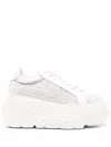 Casadei White Platform Sneakers Interwoven Design In Polyurethane Woman In White