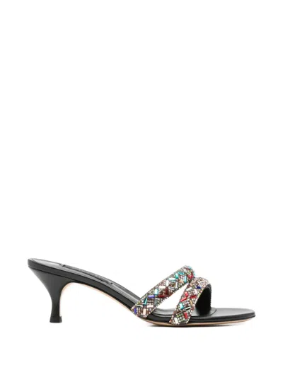 Casadei Vegas Crystal-embellished Heeled Sandals In Black