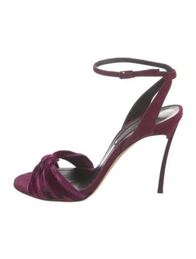 Pre-owned Casadei Velvet Slingback Sandals In Purple