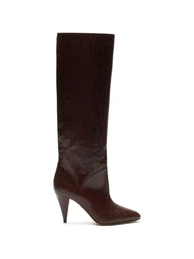 Casadei Venus Basilisco Python-print Boots In Brown