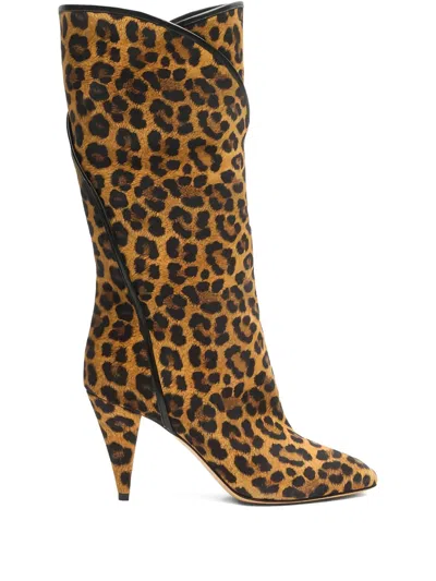 Casadei Venus Leopard-print Boots In Brown
