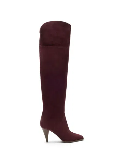 Casadei Venus Nomad Suede Over-the-knee Boots In Burgundy