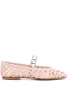 Casadei Versilia Crystal-embellished Ballet Flats In Pink