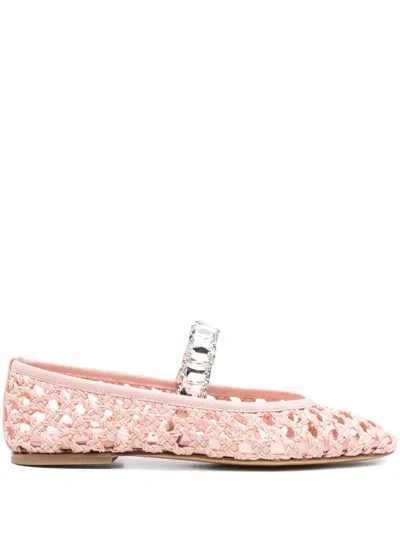 Casadei Versilia Crystal-embellished Ballet Flats In Pink