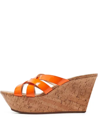 Pre-owned Casadei Vintage 100mm Leather Wedge Sandals