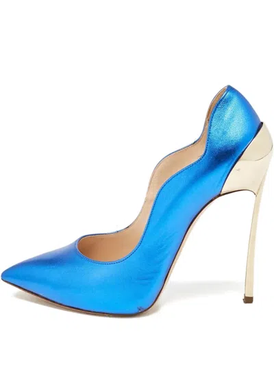 Pre-owned Casadei Vintage 115mm Leather Pumps In Blue
