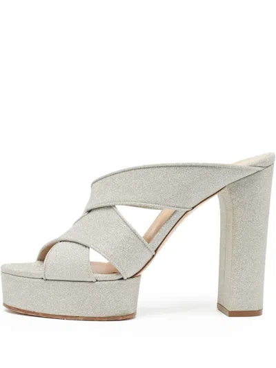 Pre-owned Casadei Vintage 120mm Glitter Platform Sandals