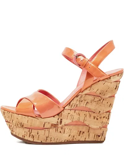 Pre-owned Casadei Vintage 140mm Patent-leather Wedge Sandals