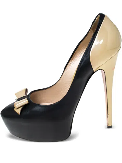 Pre-owned Casadei Vintage 145mm Leather Heeled Pumps In Black