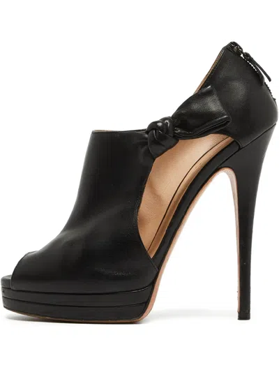 Pre-owned Casadei Vintage 150mm Bow-detail Peep-toe Ankle Boots