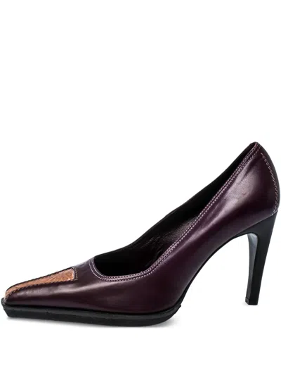 Pre-owned Casadei Vintage 95mm Leather Heeled Pumps In Purple