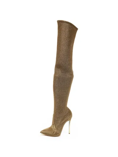 Pre-owned Casadei Vintage Blade Over-the-knee Boots In Gold