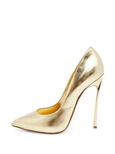 Pre-owned Casadei Vintage Blade-heel Pointed-toe Pumps In Gold