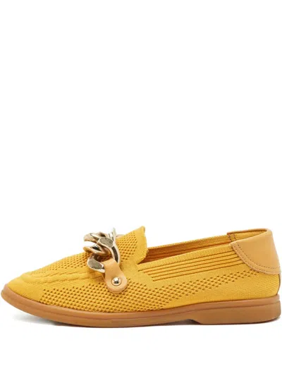 Pre-owned Casadei Vintage Chain-detail Loafers In Yellow
