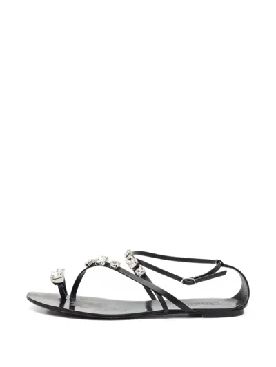 Pre-owned Casadei Vintage Crystal-embellished Ankle-strap Sandals In Black