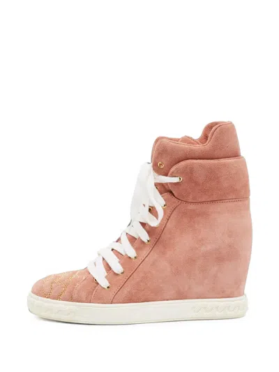 Pre-owned Casadei Vintage Embellished High-top Sneakers In Pink