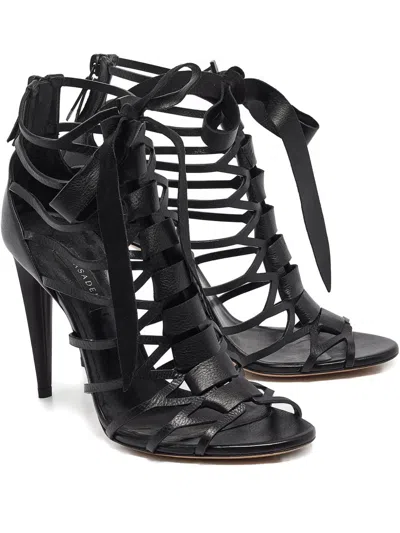 Pre-owned Casadei Vintage Leather Strappy Sandals In Black