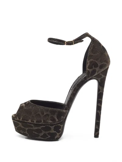 Pre-owned Casadei Vintage Leopard-print Heeled Sandals In Brown
