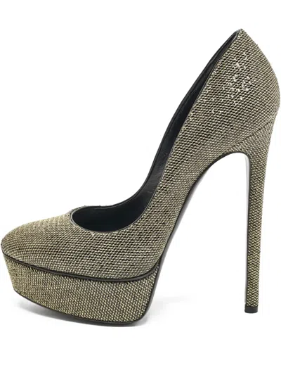 Pre-owned Casadei Vintage Metallic Mesh Platform Pumps