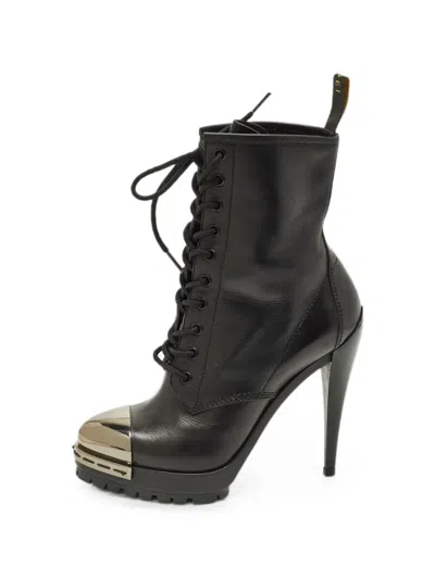 Pre-owned Casadei Vintage Metal-toe Platform Ankle Boots In Black