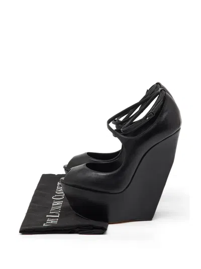 Pre-owned Casadei Vintage Platform Wedge Pumps In Black