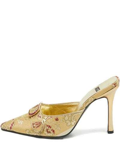 Pre-owned Casadei Vintage  105mm Floral-jacquard Mules