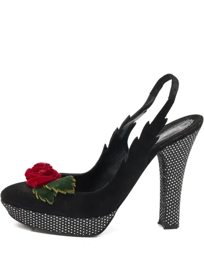 Pre-owned Casadei Vintage  125mm Rose-detail Pumps