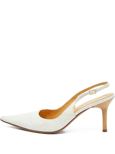 Pre-owned Casadei Vintage  80mm Quilted Leather Slingback Pumps