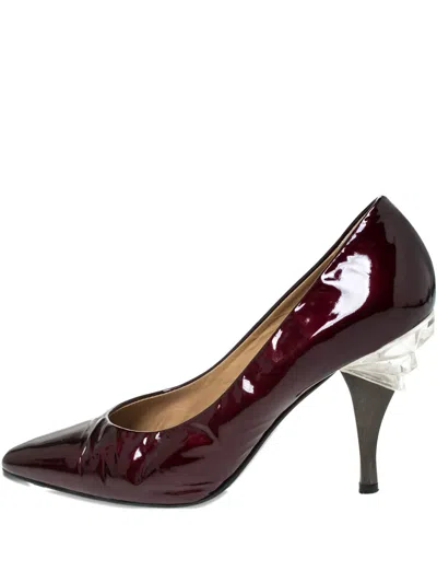 Pre-owned Casadei Vintage  Pointed-toe Crystal-heel Pumps In Red