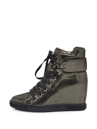 Pre-owned Casadei Vintage Renna Wedge-heel High-top Sneakers In Gold