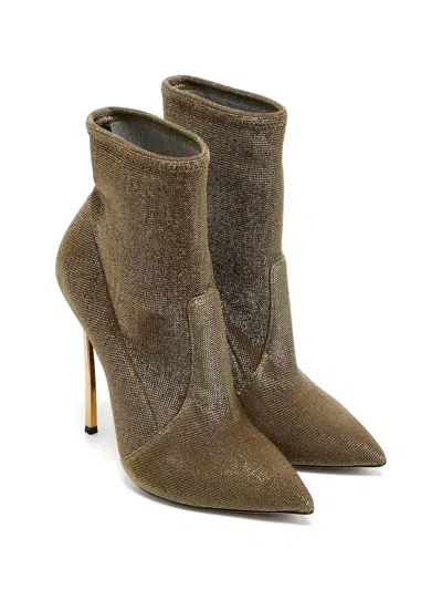 Pre-owned Casadei Vintage Stretch-fabric Ankle Boots In Gold