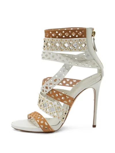 Pre-owned Casadei Vintage Stud-embellished Gladiator Sandals In White