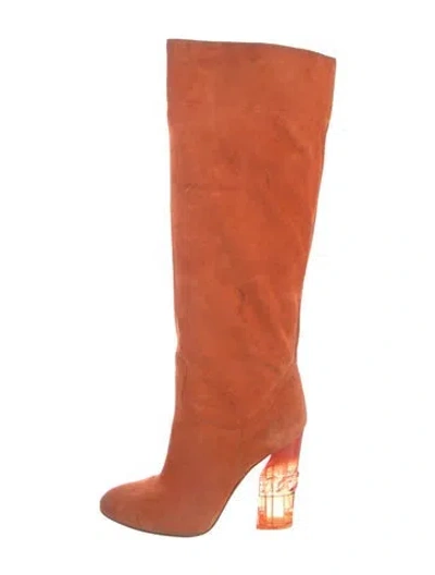 Pre-owned Casadei Vintage Suede Boots In Orange
