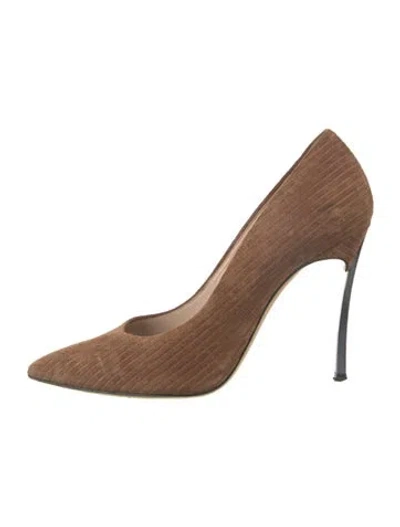 Pre-owned Casadei Vintage Suede Pumps In Brown