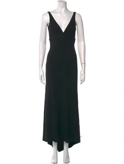 Pre-owned Casadei V-neck Long Dress In Black