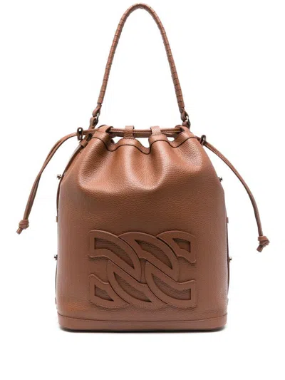 Casadei Voyage Leather Bucket Bag