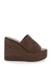 Casadei Brown Wedges With Almond Toe And Woven Design In Brown