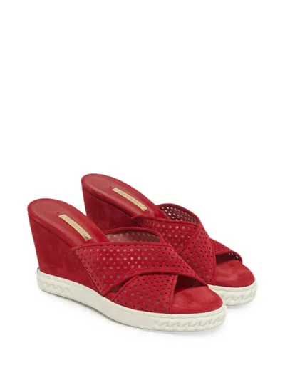 Pre-owned Casadei Wedge Sandals In Red