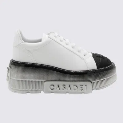 Casadei White And Black Leather Sneakers