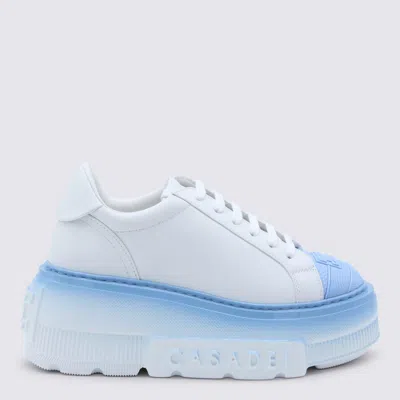 Casadei White And Light Blue Leather Nexus Tiffany Sneakers